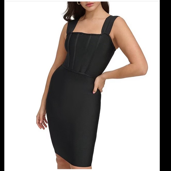 SIENA Stretch Bandage Knit Square Neckline Corset Bodice Bodycon Dress - Picture 4 of 16